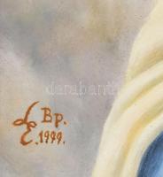 László Elemér (1931-2022): Mária fogantatása. Olaj, farost, jelzett. 50x40 cm Fakeretben