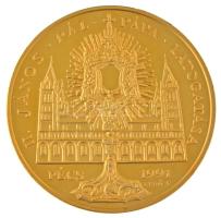 Bognár György (1944-) / Lebó Ferenc (1960-) 1991. II. János Pál pápa látogatása - Pécs aranyozott fém, piefort emlékérem (65mm) T:AU (PP)