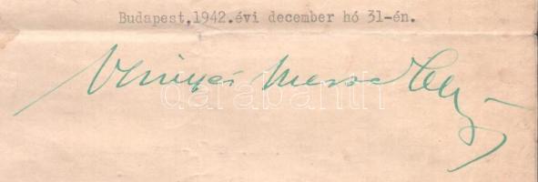 1942 Szinyei-Mersei Jenő (1888-1957), a Kállay-kormány vallás és közoktatásügyi miniszerének (1942-1...