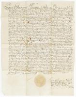 1706 gróf Pálffy János (1664-1751) nádor kiváltságokat megerősítő levele Vásonyi Kovács György részére papírfelzetes viaszpecséttel 36x47 cm