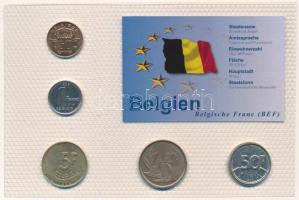 Belgium 1982-1998. 50c-50Fr (5xklf) Belgium utolsó nemzeti pénzei vákuumcsomagolt forgalmi összeállítás, német nyelvű tanúsítvánnyal T:AU-VF Belgium 1982-1998. 50 Cents - 50 Francs (5xdiff) The Last National Coins of Belgium coin set in vacuum packing with german certificate C:AU-VF