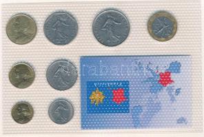 Franciaország 1960-1998. 5c-10Fr (8xklf) "Franciaország utolsó nemzeti pénzei" vákuumcsoma...