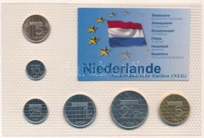 Hollandia 1996-2001. 5c-5G (6xklf) Hollandia utolsó nemzeti pénzei vákuumcsomagolt forgalmi összeállítás, német nyelvű tanúsítvánnyal T:UNC,AU Netherlands 1996-2001. 5 Cent - 5 Gulden (6xdiff) The Last National Coins of Netherlands coin set in vacuum packing with german certificate C:UNC,AU