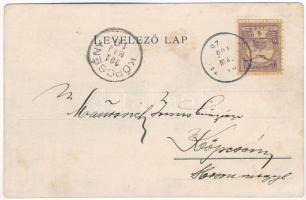 1901 Keszthely, Balaton térkép. Károlyi Gy. Art Nouveau, floral, litho (EK)