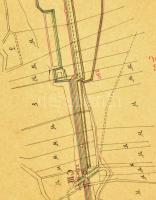 cca 1870-1890 Bánffyhunyad-Zsobok (erdélyi) vasútvonal helyszínrajza, kézzel rajzolt (tus, akvarell)...