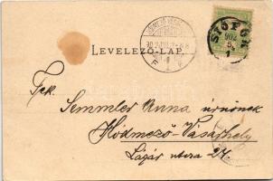 1902 Keszthely, Szentháromság szobor, főgimnázium, Római katolikus templom. Mérei Ignác kiadása (EK)