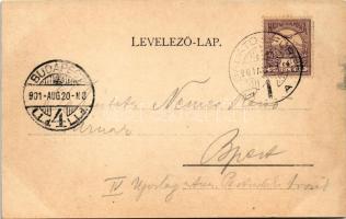 1901 Balatonfüred-fürdő, Alsó nyaralók és Stefánia Yacht clubháza télen, úr a befagyott Balaton jegé...