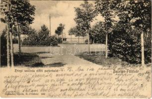 1904 Balatonföldvár, Zrínyi szálloda előtti park. Gerendai Gyula 144. (fa)