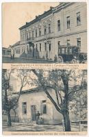 1912 Pöstyén, Pistyan, Piestany; Neuwirth-féle Villa Hungária a központban, társalgó a kertben / Neuwirth&#039;s Villa Hungaria i. Centrum Pöstyén&#039;s, Gesellschaftszimmer im Garten der Villa / villa, hotel, parlor room (Rb)