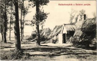 1936 Balaton, Halászkunyhók a parton. Mérei Ignác 529.