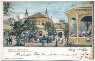 1901 Pöstyén, Piestany; Gyógyház a zenepavilonnal, zenekar. A. Bernas kiadása / Curhaus mit dem Musikpavillon / spa, music pavilion with band (EK)