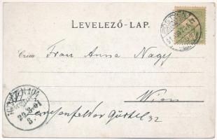 1901 Pöstyén, Piestany; Gyógyház a zenepavilonnal, zenekar. A. Bernas kiadása / Curhaus mit dem Musi...