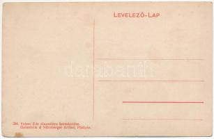 Pöstyén, Piestany; Ferenc József út, üzletek. Kaiser Ede kiadása / Franz Josef-Strasse / street view...