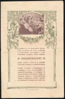 1907 Miskolc, Hubay Gyula bírónak küldött meghívó a Korona Szállóban rendezett hangversenyre, szecessziós kerettel díszítve