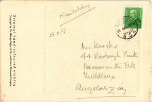 1937 Magyar népművész lap. Eredeti kézzel festett rézkarc / Hungarian folk art, original hand-colour...