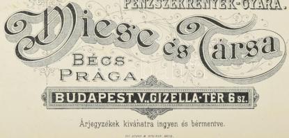 cca 1890 Wiese és Társa páncélszerkény-gyára reklám kártya 14x10 cm