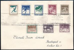 1925 Sport sor helyi levélen ritka alkalmi bélyegzéssel / Mi 403-410 on local cover with special cancellation