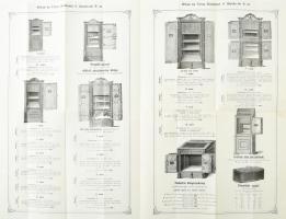 cca 1890 Wiese és Társa páncélszerkény-gyára képes árjegyzék 4 p 30x45 cm Hajtva / Safe catalogue wi...
