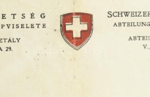 1944 Bp., a Svájci Követség által kiállított menlevél (Schutzpass) Reich Márton és családja részére,...