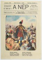 1905 A Nép c. induló újság litho reklám nyomtatvány a címlapon Kossuth Lajossal 12x17 cm