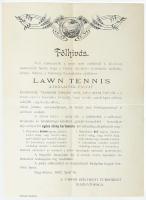 1902 A nagykőrösi Széchenyi kertben megnyitott lawn-tennis pálya bemutatkozó felhívása. 4 p hajtva