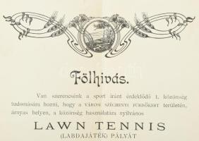 1902 A nagykőrösi Széchenyi kertben megnyitott lawn-tennis pálya bemutatkozó felhívása. 4 p hajtva