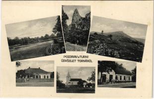 Torna, Abaúj-Torna, Turnau, Turna nad Bodvou; mozaiklap vasútállomással / multi-view postcard with railway station (fl)