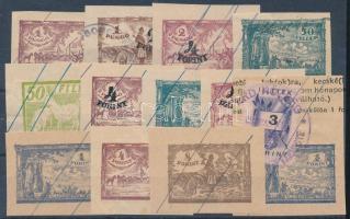 cca 1940-1948 Illetékbélyeg marhalevél illeték díjjegyek kivágásokon