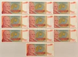 Jugoszlávia 1993. 500.000.000.000D (10x) pótkiadás ZA, sorszámkövetők ZA 0052761 - ZA 0052770 T:UNC / Yugoslavia 1993. 500.000.000.000 Dinara (10x) replacement notes ZA, consecutive serials ZA 0052761 - ZA 0052770 C:UNC  Krause P#137