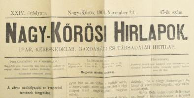 1904 A Nagy-Kőrösi Hírlapok XXIV. évf 47. szám, 6p. benne a város rendezési tervével