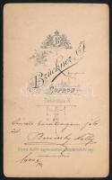 1900 Borsiczky Nelly dedikált portréja, keményhátú vizitkártya Brückner soproni műterméből, 10,5x6,5...