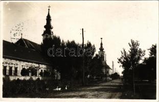 1942 Cservenka, Crvenka; utca, templomok / street view, churches, photo