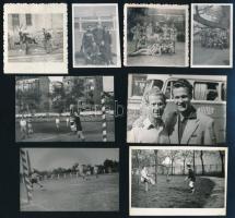 cca 1950-1956 Balogh István labdarúgó kapus hagyatékából 12 db futball témájú fotó (közte: Ganzvill Vasas, Tatai edzőtábor), többségük a hátoldalon feliratozva, vegyes méretben és állapotban