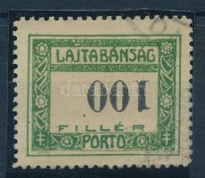 Nyugat-Magyarország VII. 1921 Portó 100f fordított értékjelzéssel / Postage due 100f with inverted numeral. Signed: Bodor