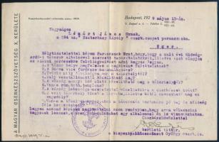 1929 A M. Cserkészszövetség X. kerületéből küldött levél Egerbe a 294. sz. cs. cs. parancsnokának a hídvégardói táborozás feltételeiről kérdezvén, cserkészpecséttel, kerületi titkár aláírásával
