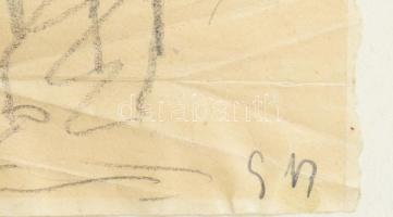 Iványi-Grünwald Béla (1867-1940): Parasztok (tanulmány). Ceruza, papír, jelezve jobbra lent: G B. La...