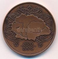 Fritz Mihály (1947-) 1996. "A honfoglalás emlékére I. - MÉE" kétoldalas bronz emlékérem (4...