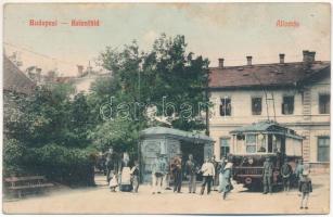 1909 Budapest XI. Kelenföld, vasútállomás, villamos. Özv. Chvála Józsefné kiadása (ázott / wet damage)