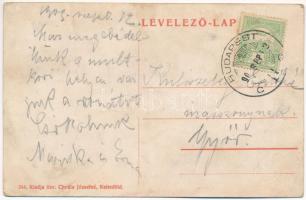 1909 Budapest XI. Kelenföld, vasútállomás, villamos. Özv. Chvála Józsefné kiadása (ázott / wet damag...