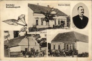 1924 Győr-Szabadhegy, Baross házak Baross Gábor arcképével. Art Nouveau