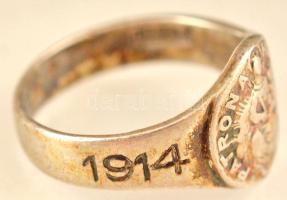 Osztrák-Magyar Monarchia ~1915."1914-1915" jelzett Ag propaganda gyűrű "W. Singer&quo...