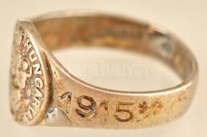 Osztrák-Magyar Monarchia ~1915."1914-1915" jelzett Ag propaganda gyűrű "W. Singer&quo...