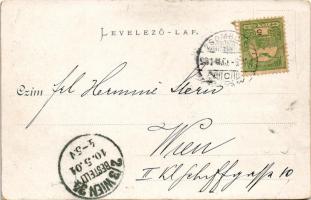 1901 Zsombolya, Hatzfeld, Jimbolia; MÁV pályaudvar, vasútállomás, vonat, gőzmozdony. Manzin és Ferch...