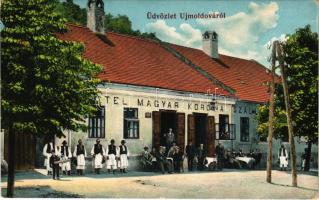 1916 Újmoldova, Neumoldowa, Bosneag, Moldova Noua; Magyar Korona szálloda. Harkányi kiadása / hotel