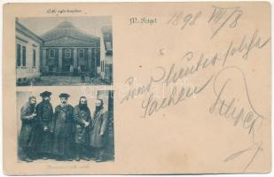 1898 (Vorläufer) Máramarossziget, Sighetu Marmatiei; Ortodox zsidó templom, zsinagóga, zsidók. Judaika / Orthodox synagogue, Jewish men. Judaica (lyuk / hole)