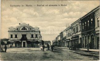 1921 Turócszentmárton, Turciansky Svaty Martin; Pohlad od námestia k Matici / tér, Matica, Max Grossmann üzlete / square, shops (EB)