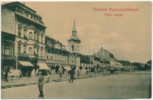 Marosvásárhely, Targu Mures; Fő tér, Szalmásy Gyula, Portland-Román cement gyári raktára, Hary Géza, Robitschek Vilmos és társa, József Emil üzlete. W.L. ? No. 27. / main square, shops