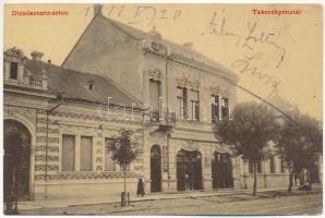 1911 Dicsőszentmárton, Tarnaveni, Diciosanmartin; Takarékpénztár. Dosztál Kálmán &quot;Erzsébet&quot; könyvnyomda kiadása1837. (W.L. ?) / savings bank (EK)