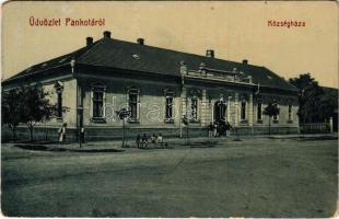 1910 Pankota, Pancota; Községháza. W.L. Bp. 5424. / town hall (kopott sarkak / worn corners)