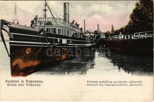 Vukovár, Vukovar; &quot;ALBRECHT&quot; gőzüzemű oldalkerekes személyhajó. Vilma Baum kiadása / Hungarian passenger steamship